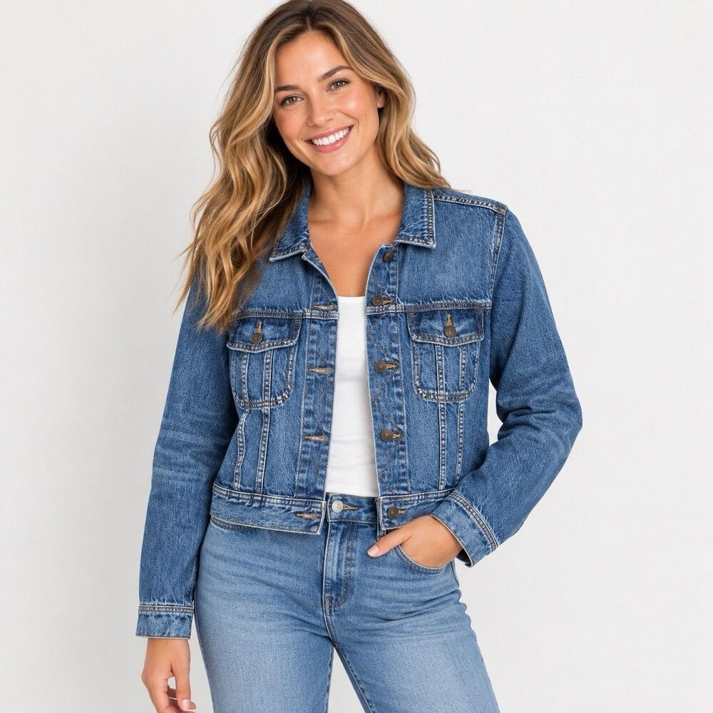 American Eagle Jean Jacket Women Medium  Blue Denim Preppy Y2K School Academia